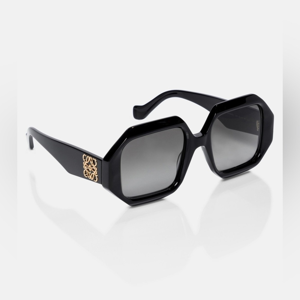 Loewe Geometric Black Sunglasses with Gold Detail